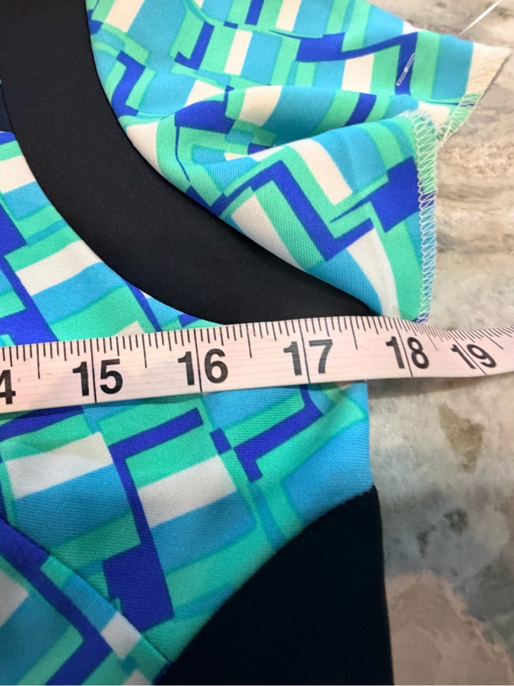Julian Taylor NY Size 10 Blue Geometric Sheath Dress Colorblock Career Office - Picture 7 of 9